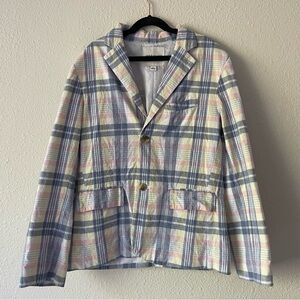 Janie and Jack boy’s colorful plaid linen cotton suit, size 14